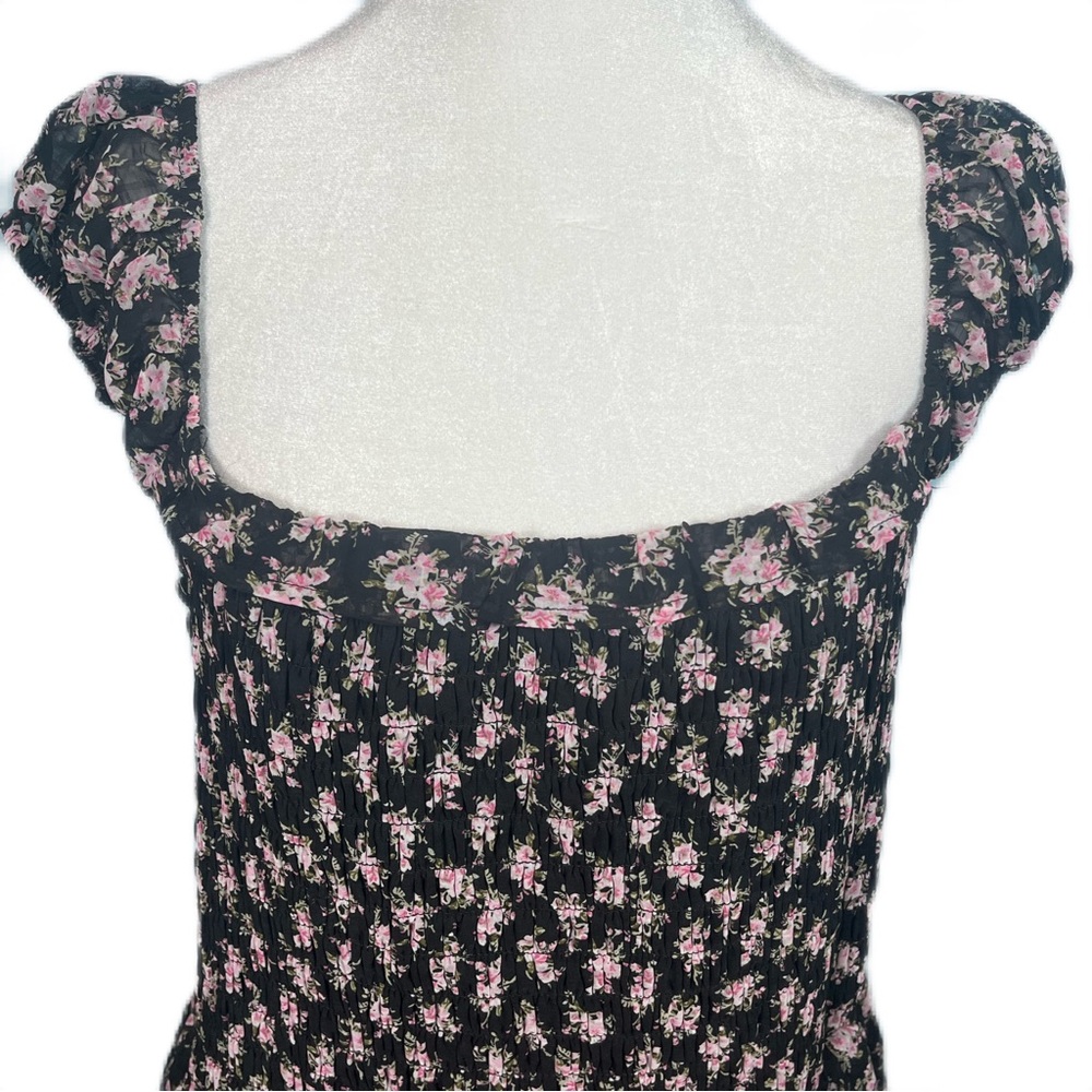 NWT And Now This Black and Pink Floral Midi Dress With‎ Ruffle Skirt Size 3XL - Picture 3 of 8